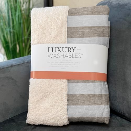 Addison Rugs ASB528 Taupe 50" x 70" Oversized Sherpa Throw Blanket