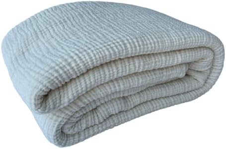 100% Cotton Muslin Throw Blanket, 4 Layers Bedspread, Soft Turkish