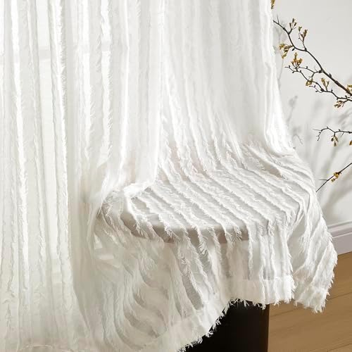 PRIMROSE Light Filtering Sheer Curtains for Living Room 96 Inches