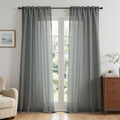 CUCRAF Grey Sheer Curtains 63 Inches Long 2 Panels Set, Semi Sheer Rod
