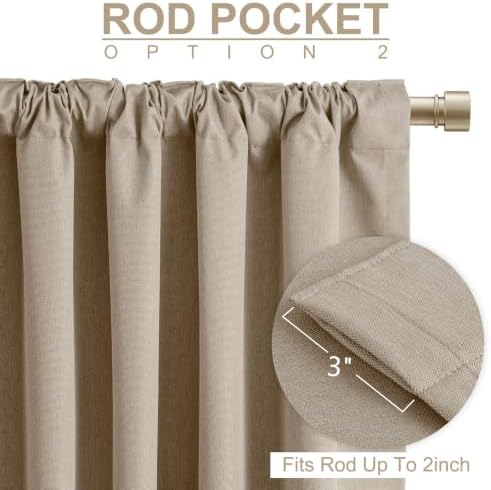 Faux Linen Total Blackout Curtains for Bedroom 72 Inch Long Copper
