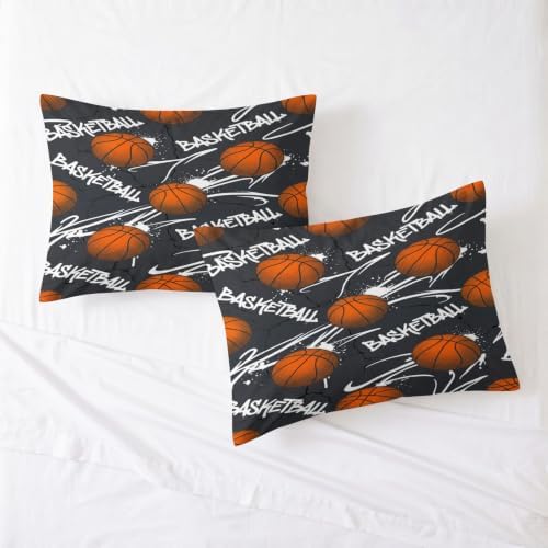 King Duvet Cover Set Soft Microfiber Graffiti Basketball