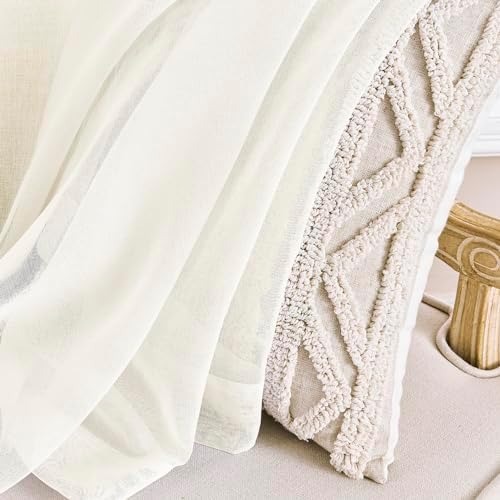 Window Curtains White Sheer Curtains 108 Inches Long 2 Panels Tulle