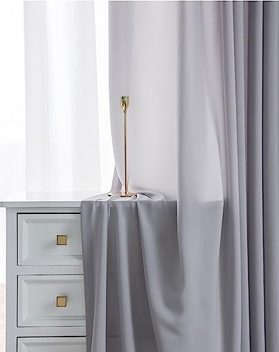 Window Sheer Curtains 63 inch Length 2 Panels Set, Solid Color Grommet