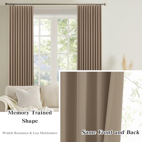 KEQIAOSUOCAI Pinch Pleated Blackout Curtains 120 Inch Long 2 Panels