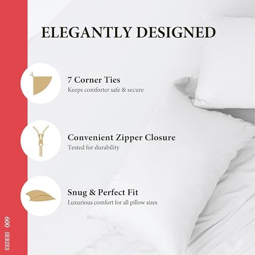 100% Egyptian Cotton Duvet Cover Queen Size - Luxury 600 Series
