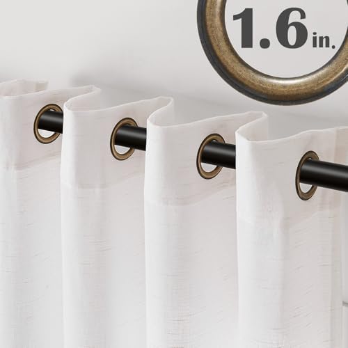 jinchan Linen Curtains 63 Inch Light Filtering Grommet 2 Panels Cream