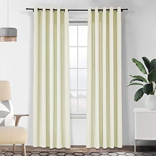 Drapifytex Extra Long Grommet Drapery Faux Linen Loft Curtain, Bedroom