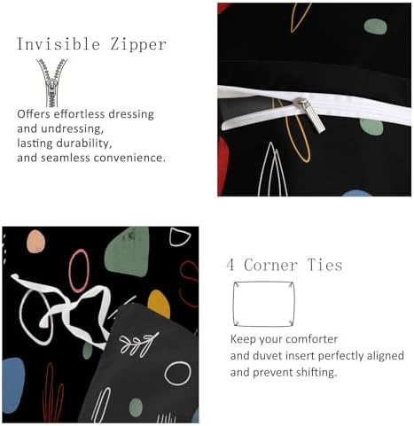 King Duvet Cover Set Minimalist Geometric Graffiti Soft Microfiber