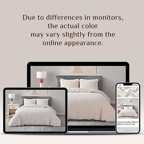 DAPU Linen Duvet Cover Queen, Washed Lightweight Bedding Set with