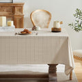 ZeeMart Linen Checked Square Table Cloth 60x60 Inch Neutral Beige