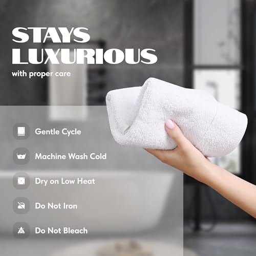 Wealuxe White Hand Towels 16x27 Inch - 6 Pack, Soft 100% Ring-Spun