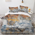 Abstract Gray Rust Duvet Cover Queen Size, Modern Grey Decorative