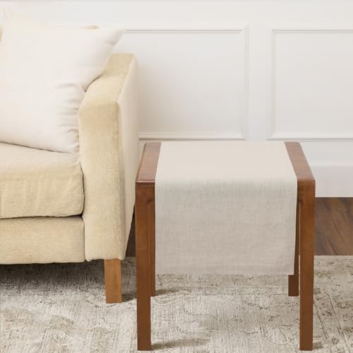 Solino Home 100% Pure Linen Table Runner Natural Woven, Athena