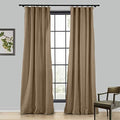 TWOPAGES 4 in 1 Header Faux Linen Room Darkening Curtain, Rust Brown