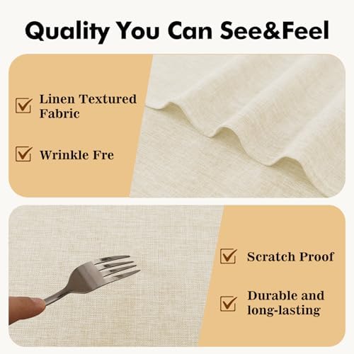 JIUZHEN Round Table Cloth Faux Linen Farmhouse Tablecloth Wrinkle and