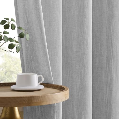Semi Sheer Curtains 63 Inch Long Grommet Privacy for Living Room