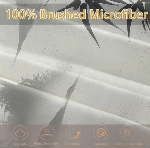 Duvet Cover King Size - Reversible Symmetrical Ink Wash Bamboo Leaf