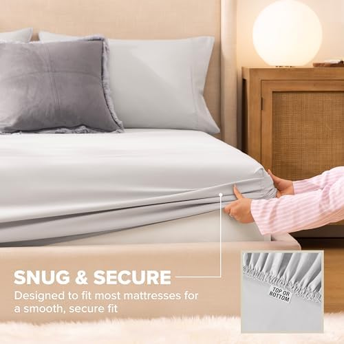 UGG Hedi Full Sheet Set, Luxury Cooling Sheets, 4-Piece, Grey