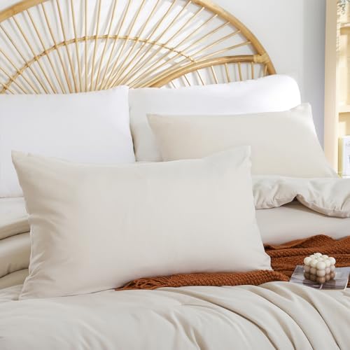 weigelia Beige Comforter Set Queen Size, All Season Lightweight