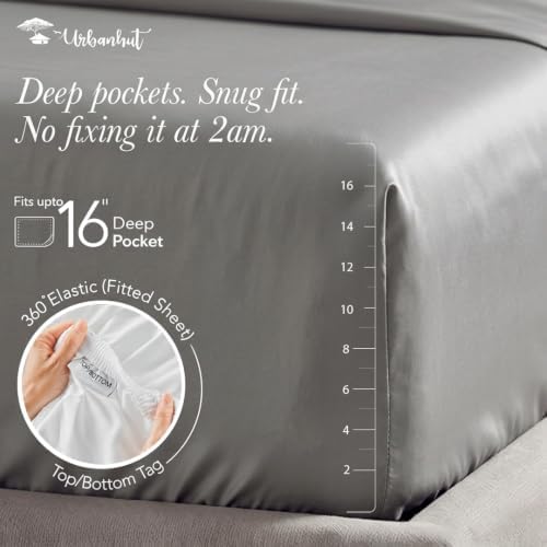 URBANHUT 100% Cotton Sheets King Size, 400 Thread Count -4Pc Sheet Set