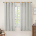 LAMIT 63 Inch Light Grey Semi Sheer Linen Curtains for Bedroom 2