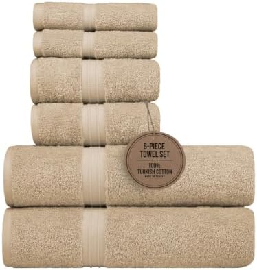6 Pack Towel Set - 100% Cotton & Soft - Cozy, Luxury, Hotel Quality