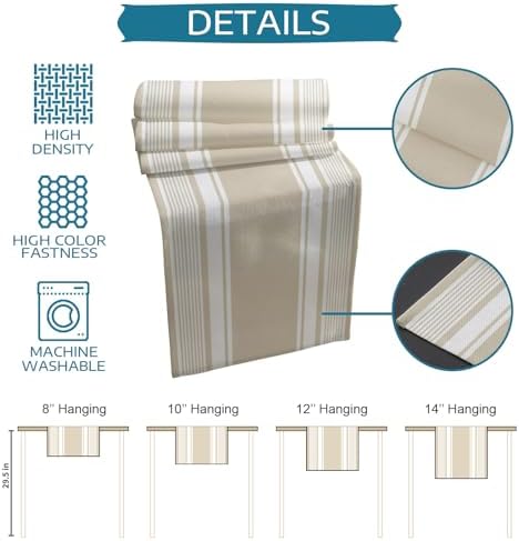 Farmhouse Beige Striped Table Runner and Placemats for Dining