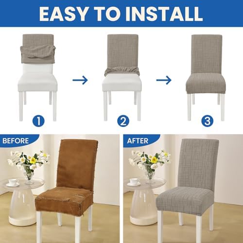 Super Stretch Chair Covers for Dining Chairs Set of 4, Khaki