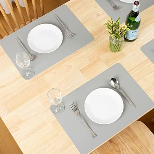 Placemats Set of 6, Faux Leather Place Mats Heat Stain Scratch