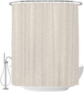 Creamy Solid Shower Curtain with 12 Hooks, Minimalist Tan Linen