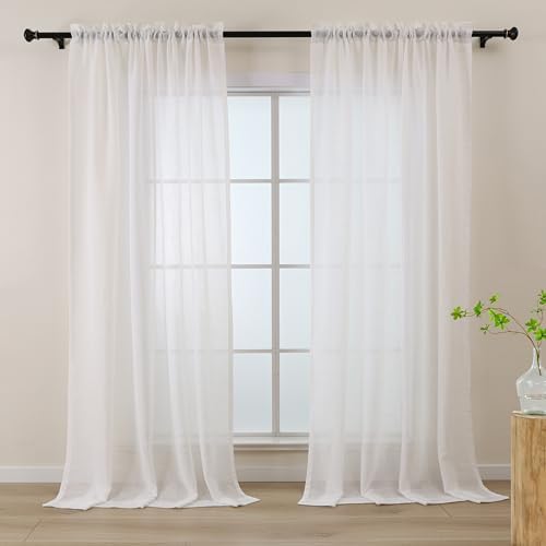 L.Z.E Off White Sheer Curtains 108 Inches Long for Living Room 2