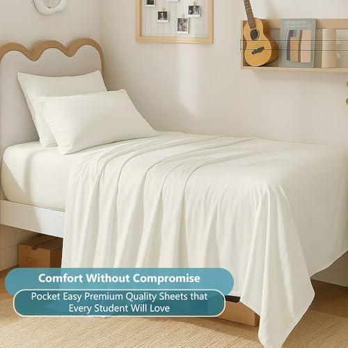 Ready To Rest 4 Piece Full XL Sheet Set - Ivory, 15 Inch Deep Pockets