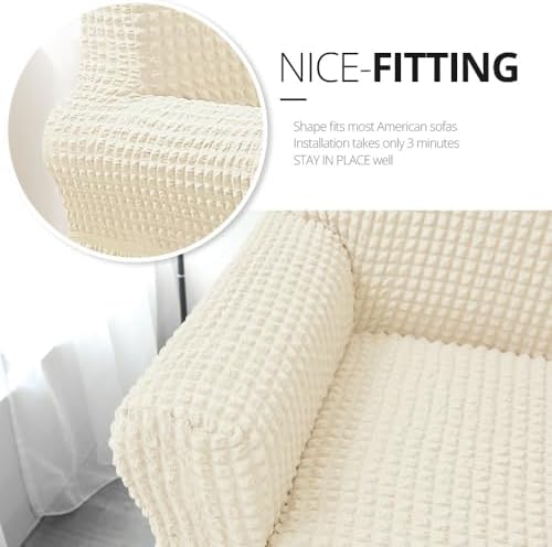 NICEEC Sofa Covers Beige Couch Cover Stretch Sofa Slipcovers with