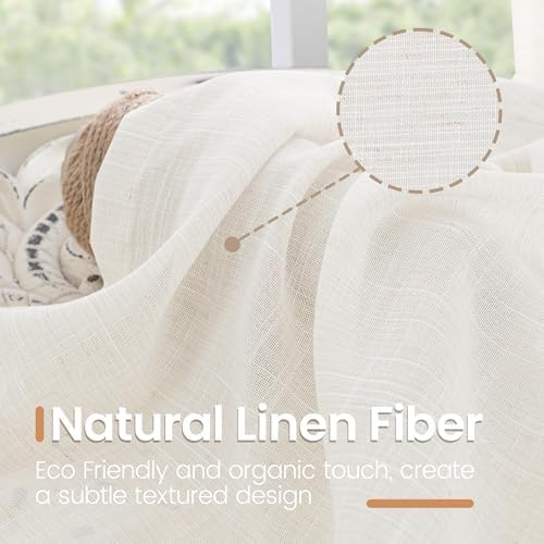 BGment Linen Semi Sheer Curtains 52X63 Inch Length for Living Room