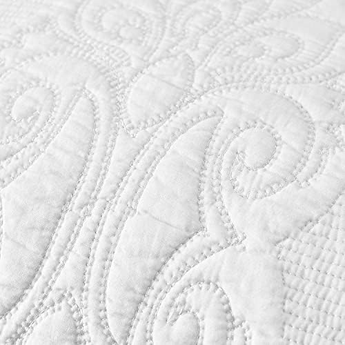 Brandream White Vintage Quilt Bedding Set Queen Size Quilt Set