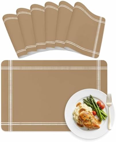 Faux Leather Placemats Set of 6 Solid Color Waterproof Heat Resistant