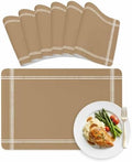 Faux Leather Placemats Set of 6 Solid Color Waterproof Heat Resistant