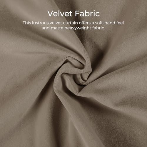 TWOPAGES Taupe Velvet Pinch Pleat Blackout Curtain,72Wx96L,1 Panel