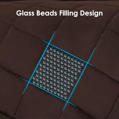 yescool Weighted Blanket for Adults (15 lbs, 60" x 80", Brown) Heavy