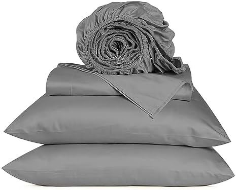 URBANHUT 100% Cotton Sheets King Size, 4 Piece Hotel Style Sheet Set