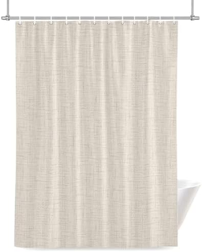 Minimalist Creamy White Shower Curtain for Bathroom Rustic Neutral