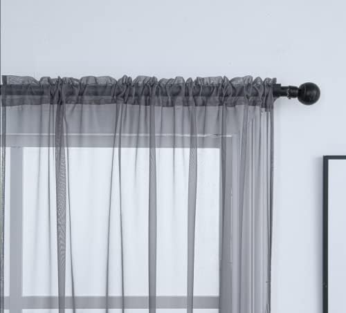 PI Sheer Curtains 63 Inches Length,Short Rod Pocket Light Filter Sheer