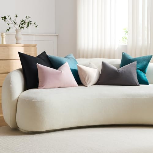 DEZENE Throw Pillow Covers 22x22 Teal: Pack of 2 Cozy Soft Velvet