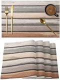 Placemats Set of 8, Brown Beige Stripes Woven Placemat, Linen Place