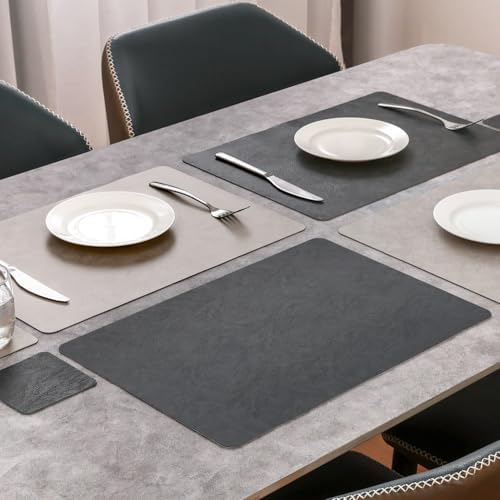 Vinyl Placemats Set of 4, Dual Sided Place Mats with Drink Coasters
