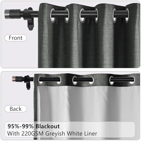 Macochico Room-Darkening Faux Linen Curtains Blackout Room Drapery