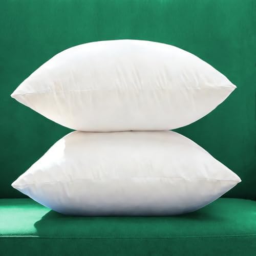 Extra Thick and Full Set of 2 Plump Cotton Fabric Throw Pillow