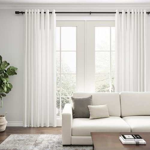 Ivory 100 x 108 inch Linen Curtains for Living Room Divider Light