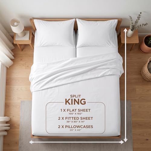 Split King Sheets Set for Adjustable Bed - 5pc Microfiber